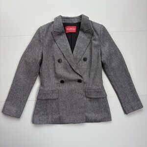 Max Mara Women’s Size 2 Woven Wool Blazer Jacket Academia Career Wear Preppy